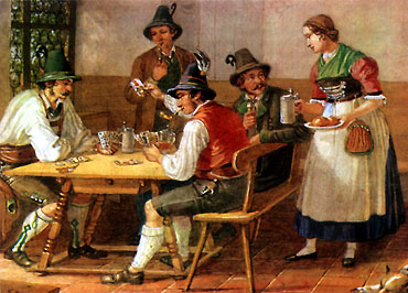 Lorenzo Quaglio 1793-1869): Kartenspielende Bauern
